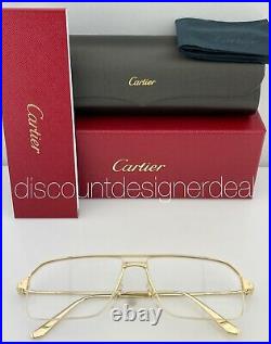 Cartier Navigator Eyeglasses CT0231O 001 Yellow Gold Frame Clear Demo Lens 58mm