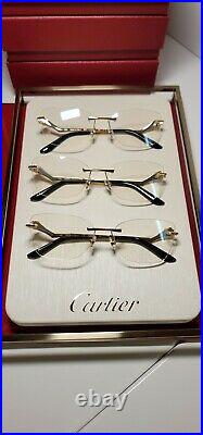 Cartier Panthere Eyeglasses 18k Gold Rimless EYEWEAR Sunglasses