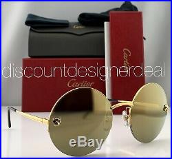 Cartier Panthère Round Sunglasses CT0022S 002 Gold Gold Mirror Lens 58mm NEW