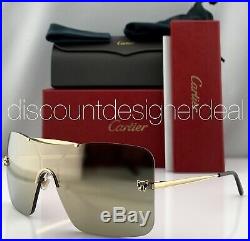 Cartier Panthère Shield Sunglasses CT0023S 002 Gold Frame Gold Mirror Lenses NEW