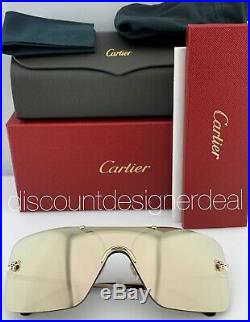 Cartier Panthère Shield Sunglasses CT0023S 002 Gold Frame Gold Mirror Lenses NEW