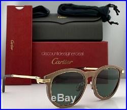 Cartier Première Sunglasses Brown Wood Frame Gold / Green Polarized CT0054S 001