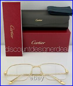 Cartier Rectangular Eyeglasses CT0232O 003 Yellow Gold Frame Clear Demo Lens 58
