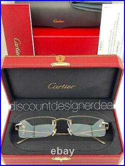 Cartier Rimless Eyeglasses CT0070O 001 SOLID 18K Yellow Gold Clear Demo Lens 56