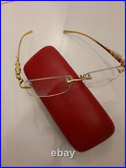 Cartier Rimless Glasses Gold with Cartier Case