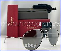 Cartier Santos Aviator Sunglasses CT0038S 007 Silver Gold Gray Mirrored Lens 61