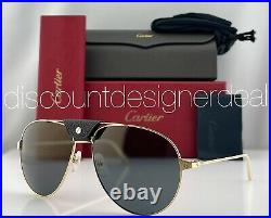 Cartier Santos Aviator Sunglasses CT0038S 016 Gold Frame Gray Gold Flash Lens 61