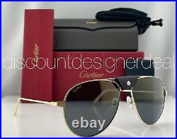 Cartier Santos Aviator Sunglasses CT0038S 016 Gold Frame Gray Gold Flash Lens 61