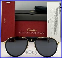 Cartier Santos Aviator Sunglasses Gold Buffalo Horn Gray Polarized CT0098S 001