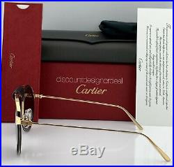 Cartier Santos Aviator Sunglasses Gold Buffalo Horn Gray Polarized CT0098S 001