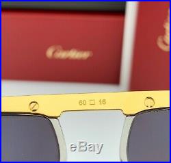 Cartier Santos Aviator Sunglasses Gold Ruthenium Gray Lens CT0035S 001 60mm NEW