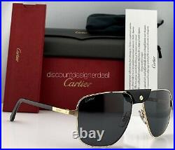 Cartier Santos De Cartier Sunglasses Gold Wood Gray Polarized Lens CT0097S 001