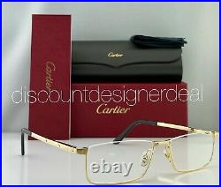 Cartier Santos Eyeglasses CT0169O 001 Gold Metal Half Frame Clear Demo Lens 54mm