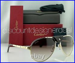 Cartier Santos Sunglasses CT0034S 012 Gold Metal Frame Brown Gradient Lens 61mm