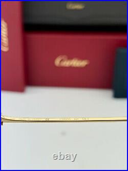 Cartier Santos Sunglasses CT0229S 001 Gold Metal Half Frame Gray Lens 60mm NEW