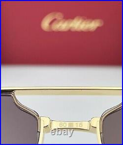 Cartier Santos Sunglasses CT0229S 001 Gold Metal Half Frame Gray Lens 60mm NEW