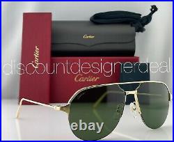 Cartier Santos Sunglasses CT0229S 002 Gold Metal Half Frame Green Lens 60mm NEW