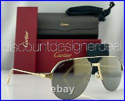 Cartier Santos Sunglasses CT0229S 003 Gold Frame Golden Mirror Gray Lens 60mm