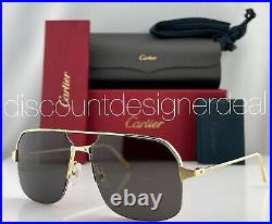 Cartier Santos Sunglasses CT0230S 001 Gold Metal Half Frame Dark Gray Lens 59mm
