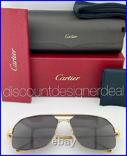 Cartier Santos Sunglasses CT0230S 001 Gold Metal Half Frame Dark Gray Lens 59mm