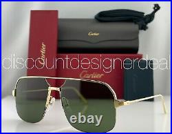Cartier Santos Sunglasses CT0230S 002 Gold Metal Half Frame Green Lens 59mm NEW