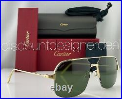Cartier Santos Sunglasses CT0230S 002 Gold Metal Half Frame Green Lens 59mm NEW