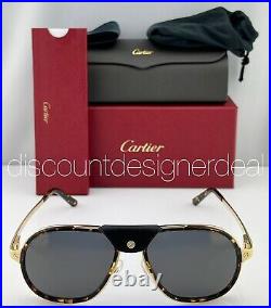 Cartier Santos Sunglasses CT0241S 004 Gold Havana Frame Gold Flash Polarized