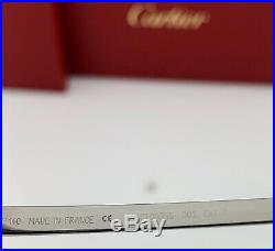 Cartier Santos Sunglasses Platinum Brushed Metal Frame White Gold Mirror CT0035S