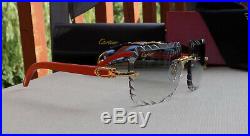 Cartier Smooth Redwood Buffalo Cherry Smoke Carved Pool C Décor Sunglasses