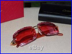 Cartier Smooth Rosewood Buffalo Custom Rose Light Lens C Décor Sunglasses