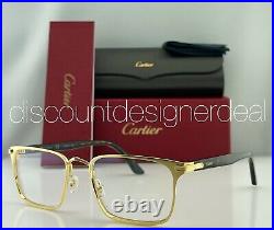 Cartier Square Eyeglasses CT0205O 002 Gold Metal Frame Tortoise Clear Demo Lens