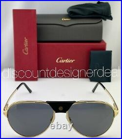 Cartier Sunglasses CT0034S 014 Gold Metal Frame Gray Gold Flash Polarized Lenses