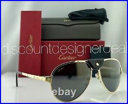 Cartier Sunglasses CT0034S 014 Gold Metal Frame Gray Gold Flash Polarized Lenses
