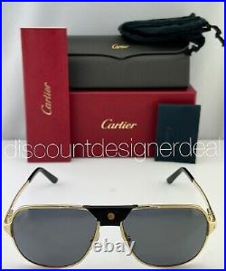 Cartier Sunglasses CT0165S 007 Gold Metal Frame Gray Gold Flash Polarized Lenses