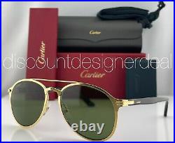 Cartier Sunglasses CT0212S 002 Brushed Gold Frame Tortoiseshell Green Lens 56mm