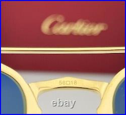 Cartier Sunglasses CT0212S 002 Brushed Gold Frame Tortoiseshell Green Lens 56mm
