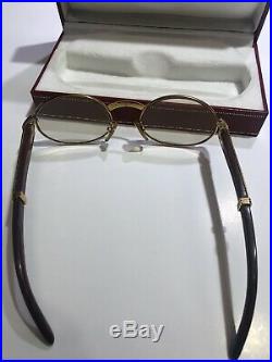 Cartier Sunglasses Giverny Gold Wood Frame Brown Lens Glasses Vintage Rare 51-20