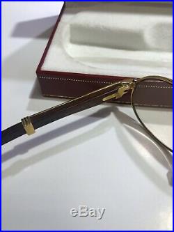 Cartier Sunglasses Giverny Gold Wood Frame Brown Lens Glasses Vintage Rare 51-20