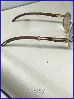 Cartier Sunglasses Giverny Gold Wood Frame Brown Lens Glasses Vintage Rare 55MM