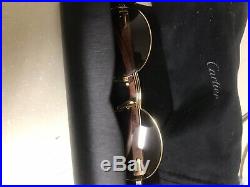 Cartier Sunglasses Giverny Gold Wood Frame Brown Lens Glasses Vintage Rare 55MM