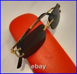 Cartier Vintage C Decor Sunglasses Black Rimless