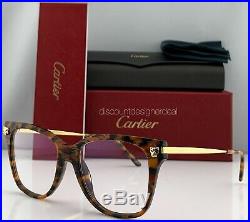 Cartier Womens Cateye Eyeglasses Havana Frame Gold Temples Clear CT0026O 003