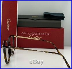Cartier Womens Cateye Eyeglasses Havana Frame Gold Temples Clear CT0031O 005 52