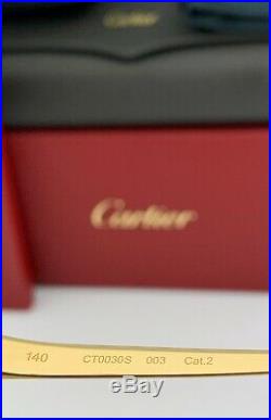 Cartier Womens Cateye Sunglasses Tortoise Frame Gold Gray Gradient CT0030S 003
