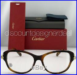 Cartier Womens Panthere Eyeglasses EYE00026 Tortoise Frame Gold Temples Clear