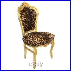 Chairs France Baroque Style Dining Royal Chair Gold / Panther #60st5