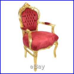 Chairs France Baroque Style Dining Royal Chair With Armrests Gold / Red #70f31