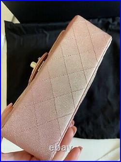 Chanel 21S Metallic Lambskin Rose Gold Mini Rectangle Flap Bag LGHW RARE LN