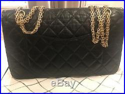 Chanel Black 2.55 Reissue Quilted Classic Gold Leather 227 Jumbo Flap Bag $6700
