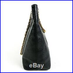 Chanel Black Caviar Leather Shoulder Bag Tote CC Gold Chain Medium